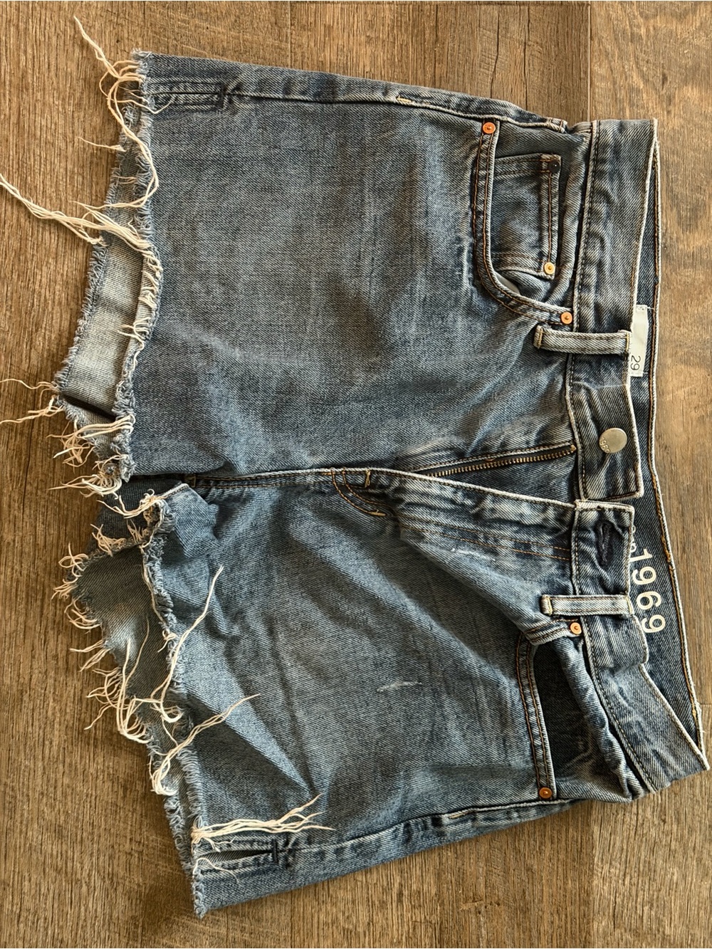 GAP Distressed Raw Hem Denim Cutoff Shorts - Blue